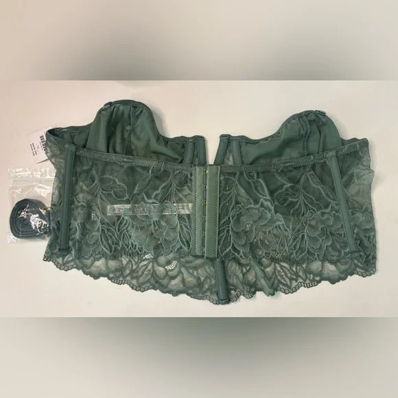 ANTHROPOLOGIE NWT TEIL GREEN LACE STRAPLESS ADJUSTABLE CORSET BRALETTE SZ XL - Picture 6 of 9